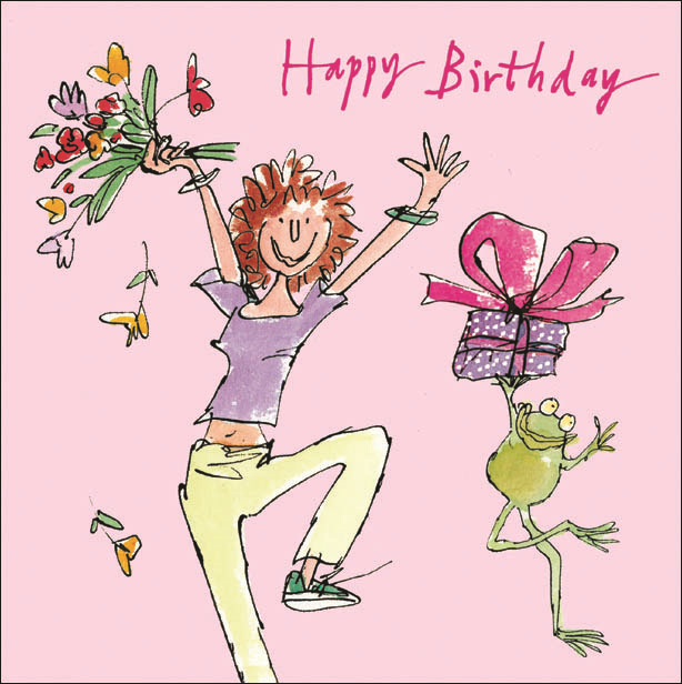 Quentin Blake Leaping Happy Birthday Greeting Card