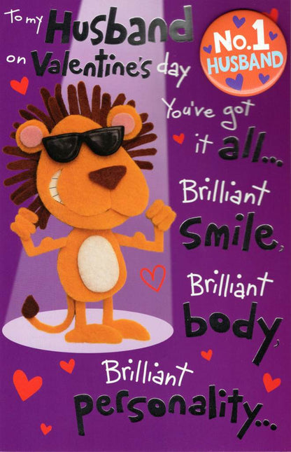 No. 1 Husband Valentine's Day Card With Badge