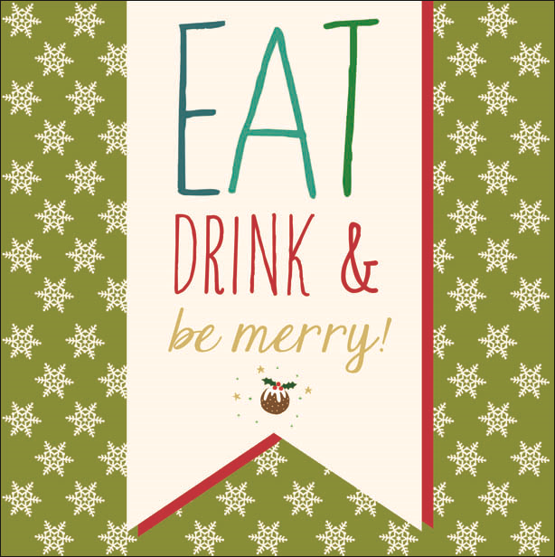 Eat Drink & Be Merry Contemporary Christmas Card