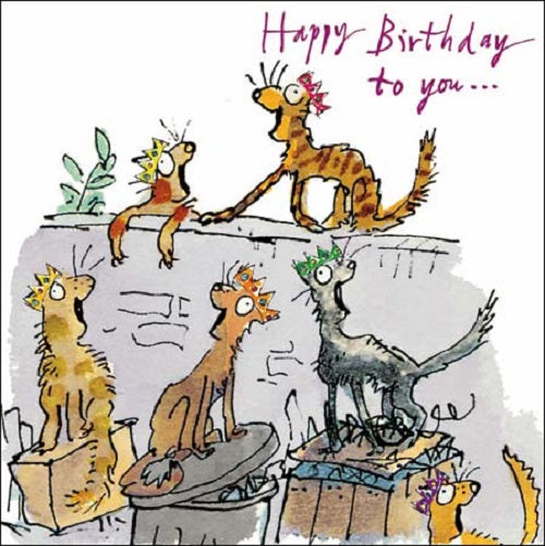 Cats Happy Birthday Quentin Blake Greeting Card