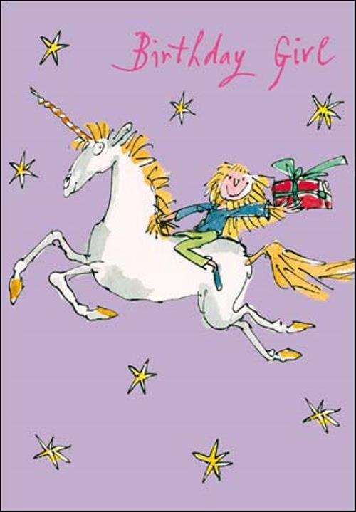 Quentin Blake Unicorn Birthday Girl Greeting Card