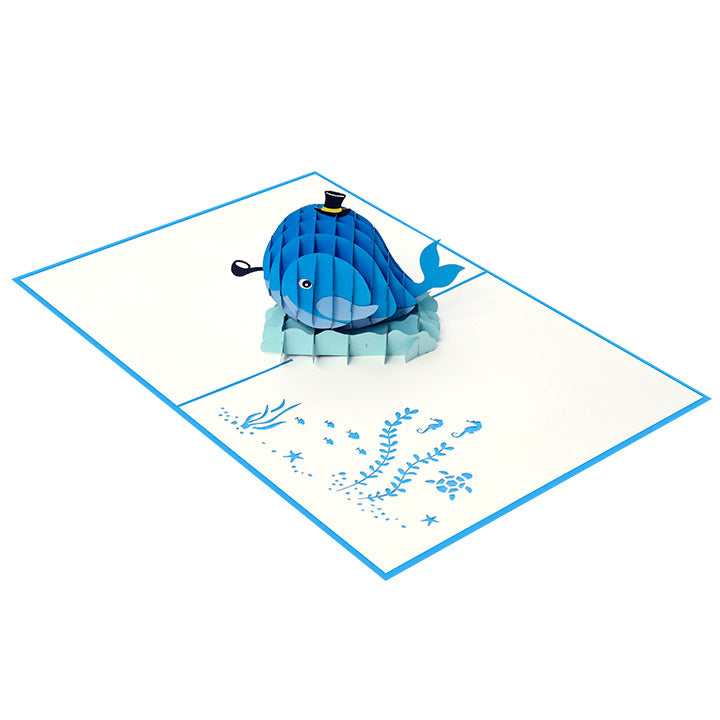 Blue Whale Laser Cut Pop Up Greeting Card
