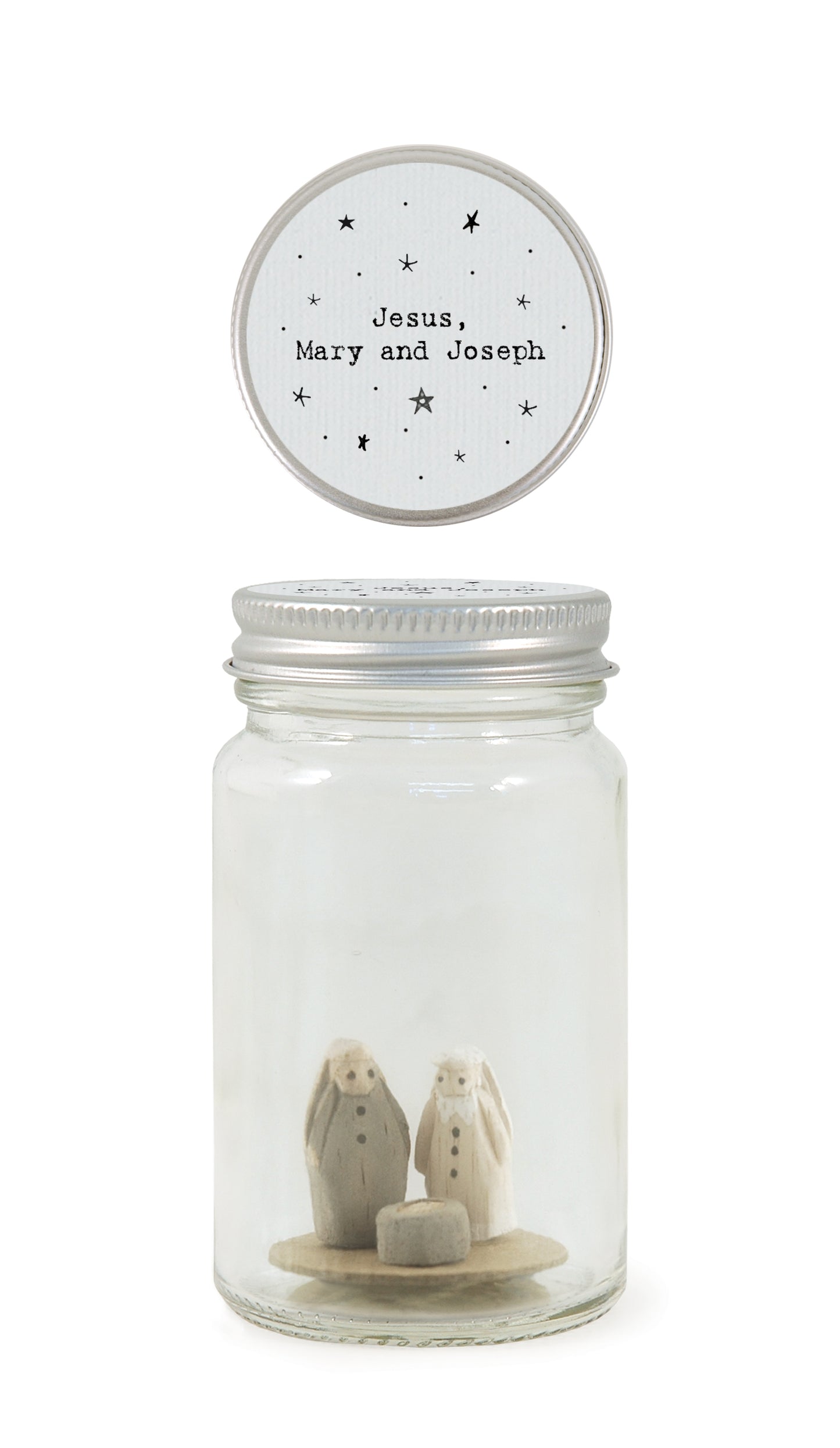 East Of India Jesus, Mary & Joseph Christmas Little World In A Jar