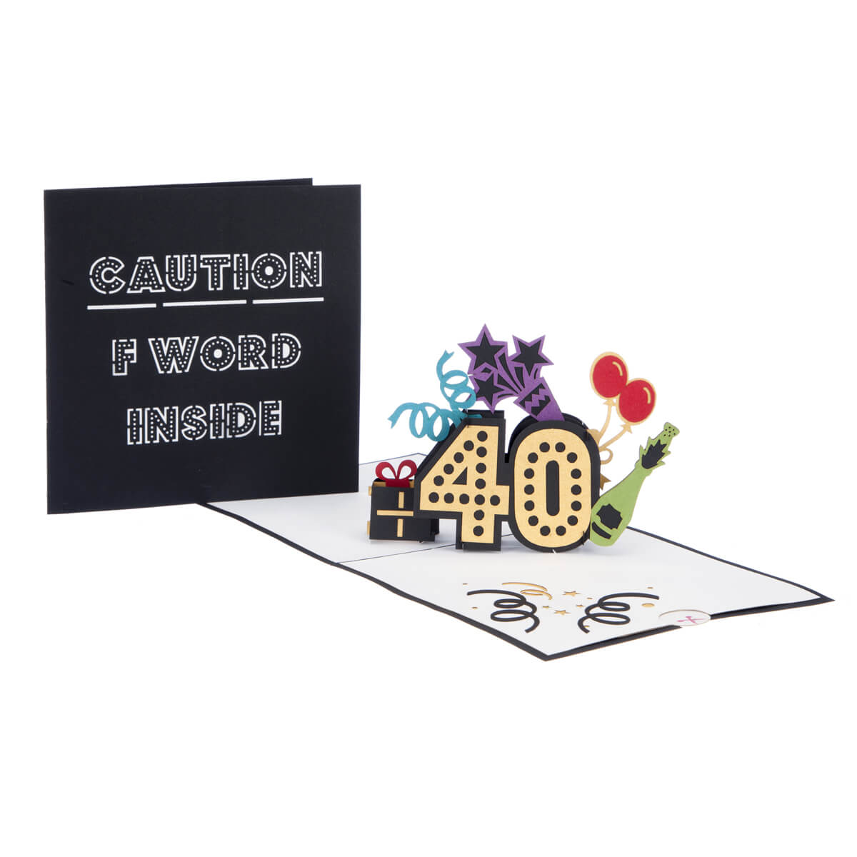 F Word Inside 40th Pop-Up Birthday Greeting Card Blank Inside