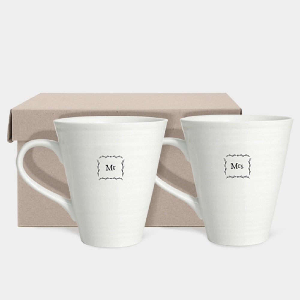 East Of India Mr & Mrs Porcelain Mug Set In A Gift Box