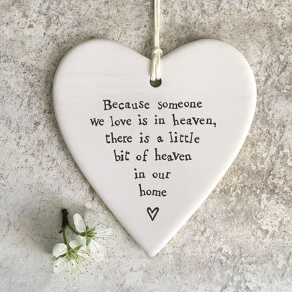 East Of India Bit Of Heaven In Our Home Heart Shaped Ceramic Hanging Plaque