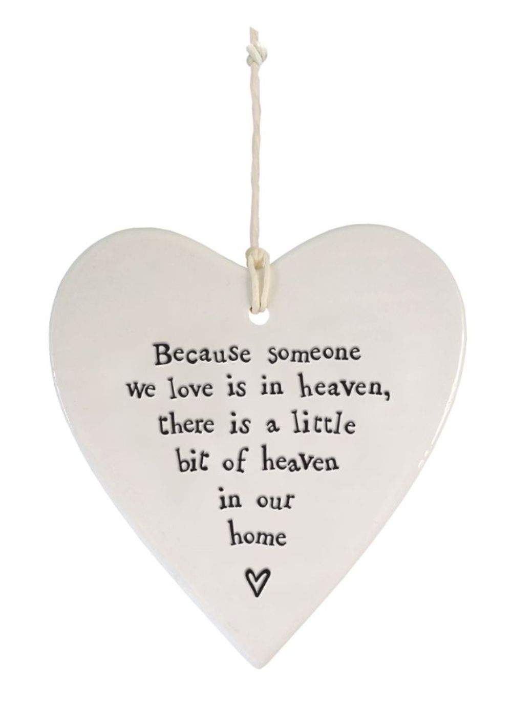 East Of India Bit Of Heaven In Our Home Heart Shaped Ceramic Hanging Plaque