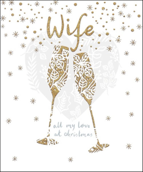 Wife Gold Glitter Emma Grant Christmas Greeting Card