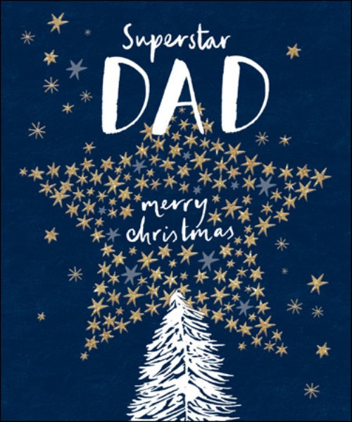 Dad Gold Glitter Emma Grant Christmas Greeting Card