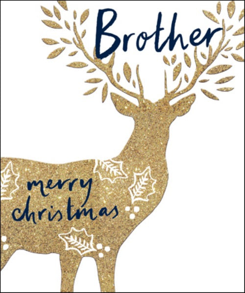 Brother Gold Glitter Emma Grant Christmas Greeting Card