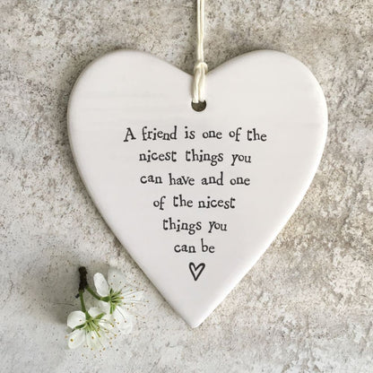East Of India Friend Nicest Thing You Can Be Heart Shaped Ceramic Hanging Plaque