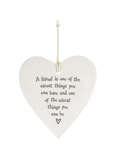 East Of India Friend Nicest Thing You Can Be Heart Shaped Ceramic Hanging Plaque