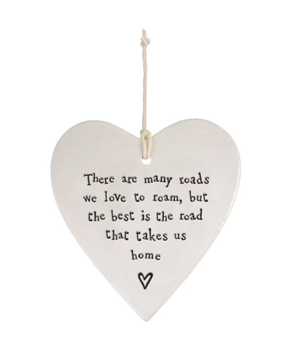East Of India The Best Road Takes Us Home Heart Shaped Ceramic Hanging Plaque