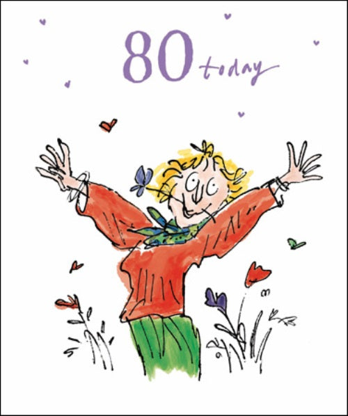 Quentin Blake Female 80th Birthday Greeting Card