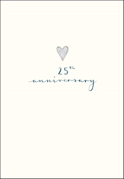 25th Anniversary Simple Silver Foil Greeting Card