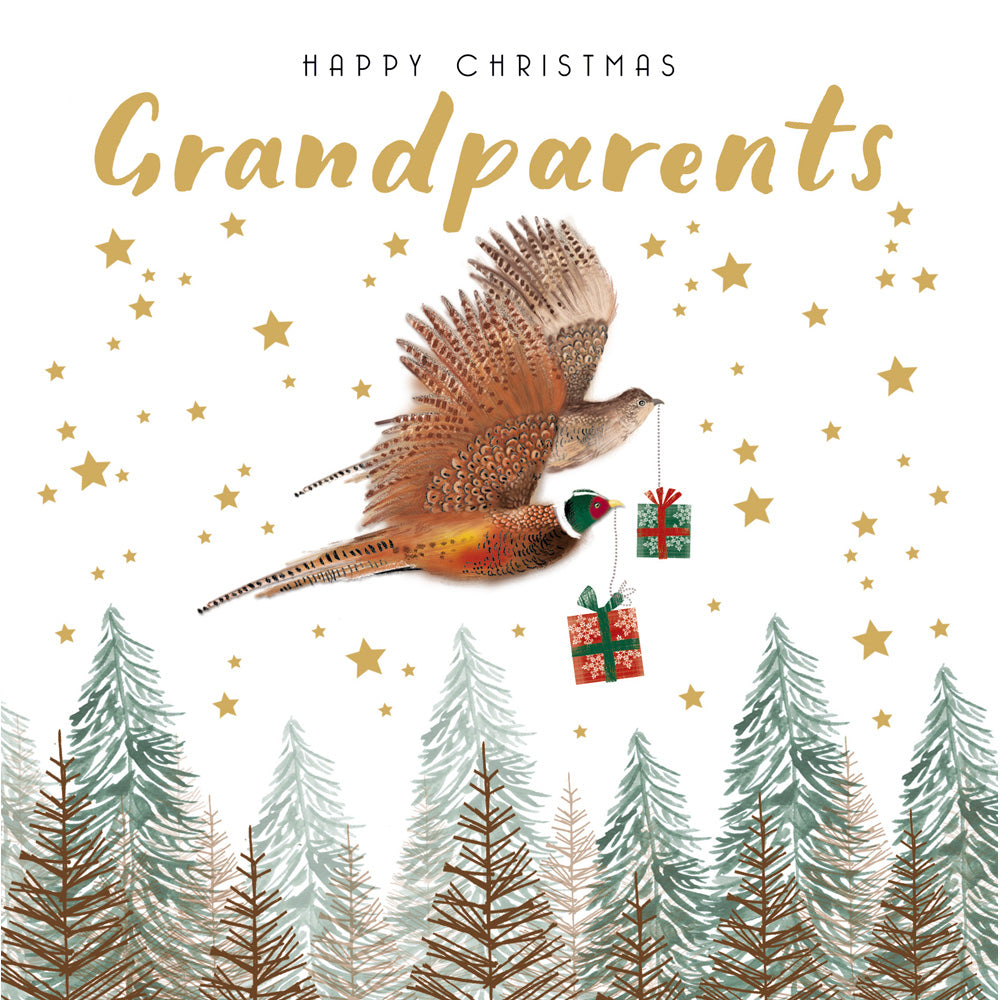 Grandparents Festive Pheasants Christmas Card