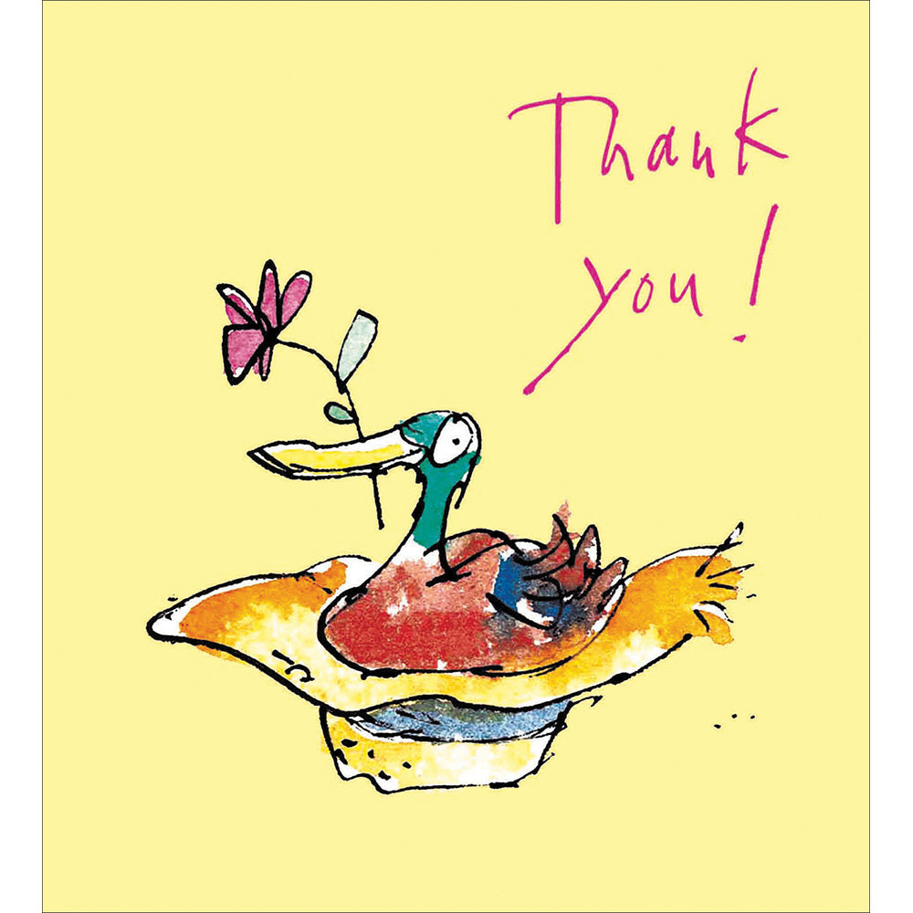 Quentin Blake Duck In A Hat Thank You Greeting Card