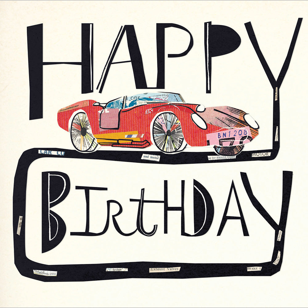 Happy Birthday Racing Car Art Deco Birthday Greeting Card – Love Kate's