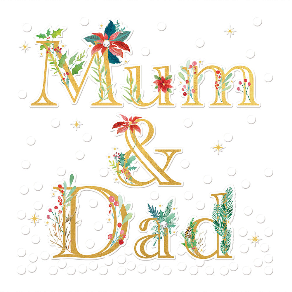 Mum & Dad Embossed Christmas Card