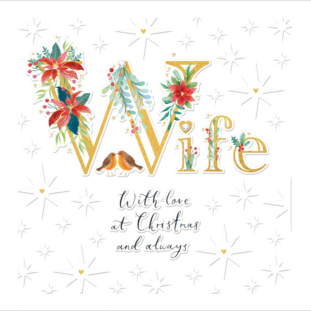 Wife With Love Always Embellished & Foiled Christmas Card
