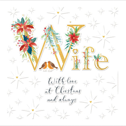 Wife With Love Always Embellished & Foiled Christmas Card