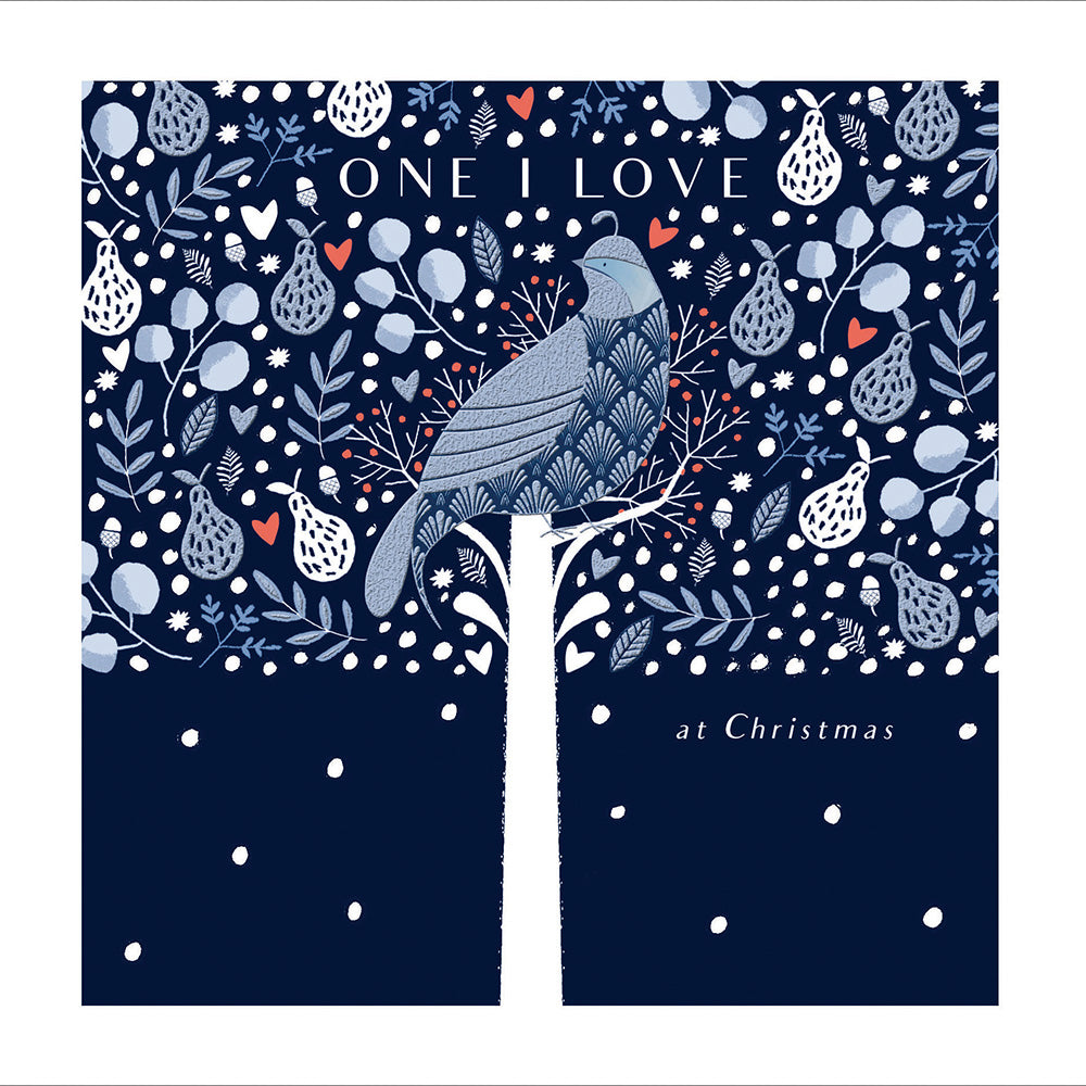 One I Love Partridge & Pear Tree Foiled Christmas Card