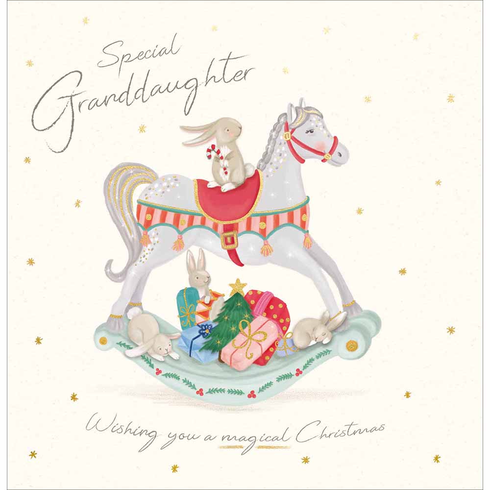 Special Granddaughter Rocking Horse Foiled Christmas Card