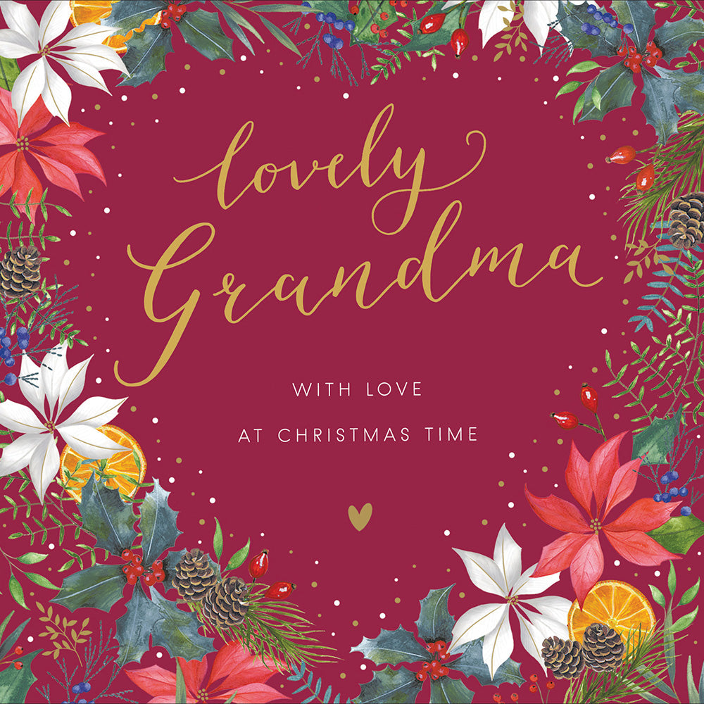 Lovely Grandma With Love Foil Christmas Card