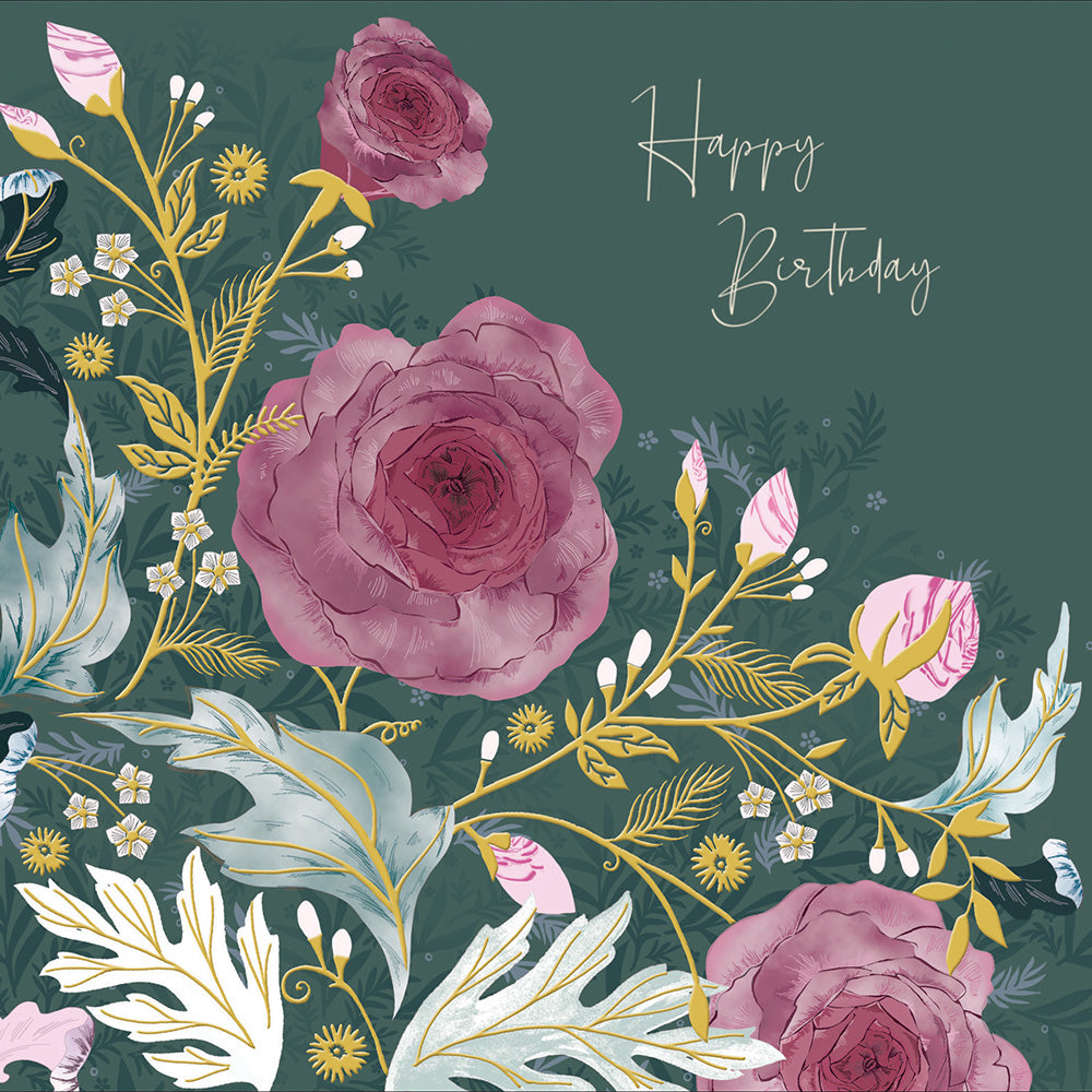National Trust Rose Garden Foiled Birthday Greeting Card