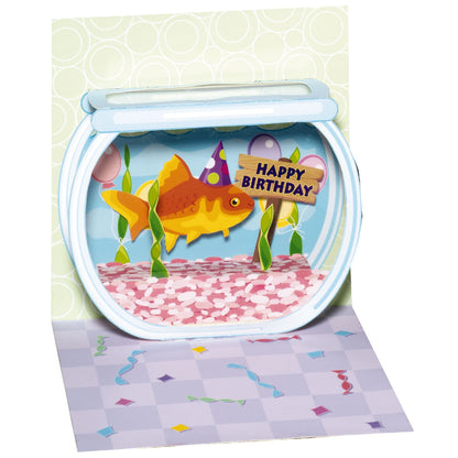 Goldfish Having a Party Mini Pop-Up Birthday Greeting Card