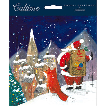 Snowy Santa & Friend Advent Calendar Christmas Card