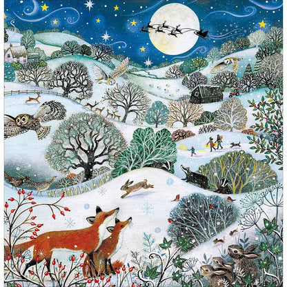 Magical Moonlight Christmas Scene Artistic Christmas Greeting Card