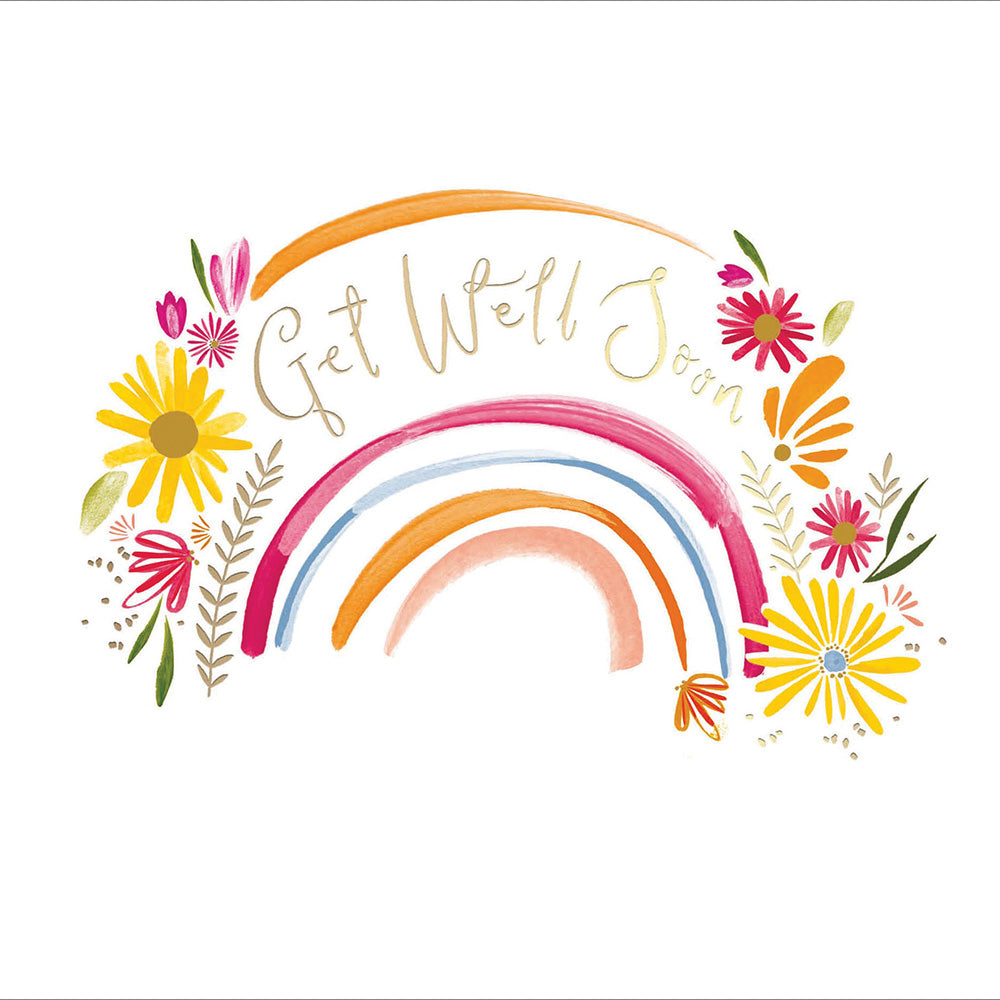 Get Well Soon Pretty Gold Foiled Get Well Greeting Card