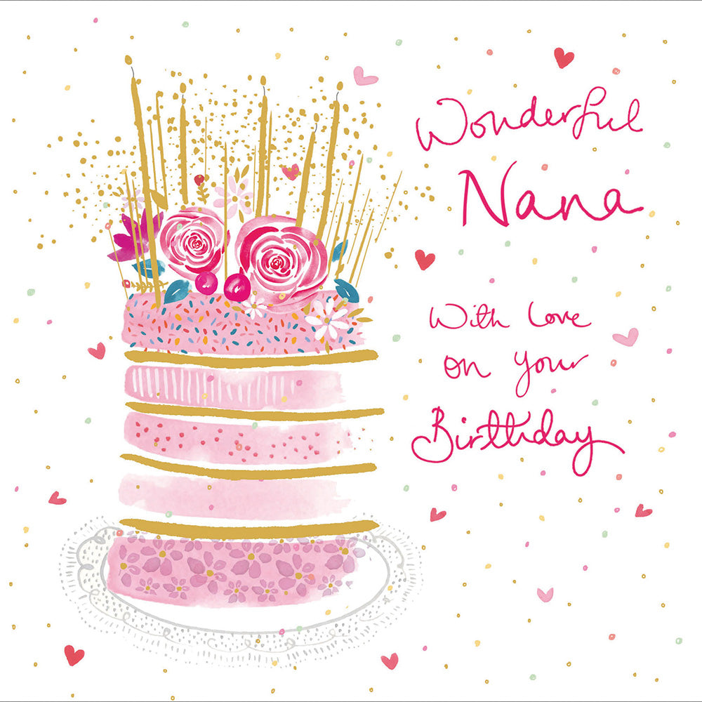 Wonderful Nana Pretty Gold Foiled Birthday Greeting Card
