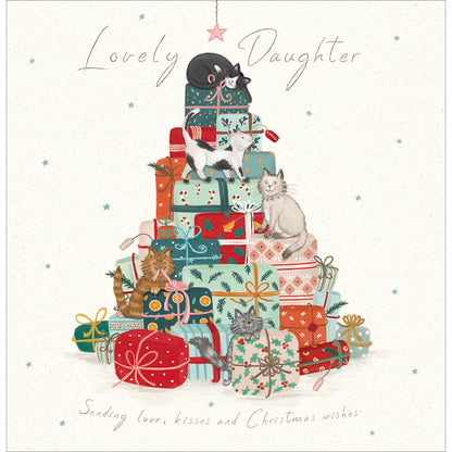 Lovely Daughter Sending Love & Kisses Foiled Christmas Card