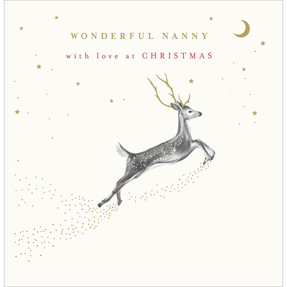 Wonderful Nanny Prancing Deer Foiled Christmas Card