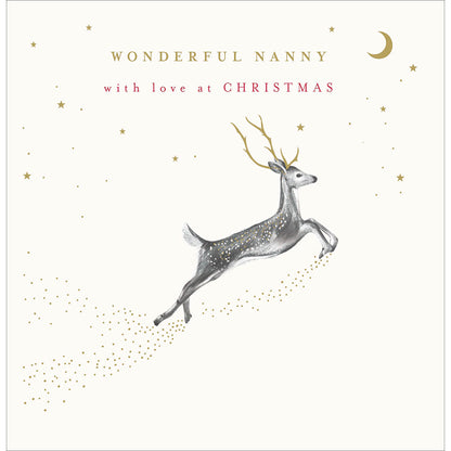 Wonderful Nanny Prancing Deer Foiled Christmas Card