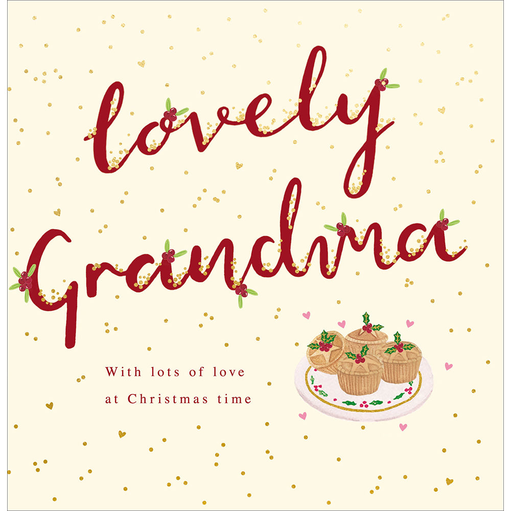 Lovely Grandma Yummy Mince Pies Foiled Christmas Card