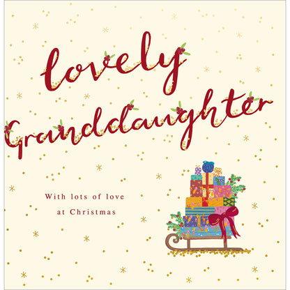 Lovely Granddaughter Sleigh Of Presents Foiled Christmas Card