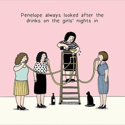 Funny Penelope & Friends Girls Night In Greeting Card