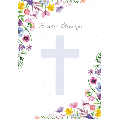 Easter Blessings Floral Crucifix Easter Card
