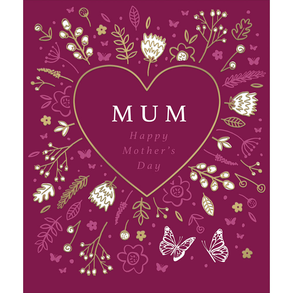Gold Foiled Heart Mum Happy Mother's Day Card