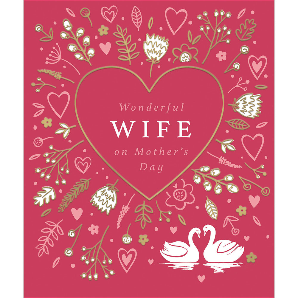 Gold Foiled Heart Wonderful Wife Mother's Day Card