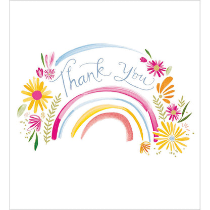 Pack Of 8 Thank You Cards Floral Rainbow