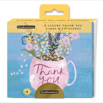 Pack Of 8 Thank You Cards Pot Of Flowers