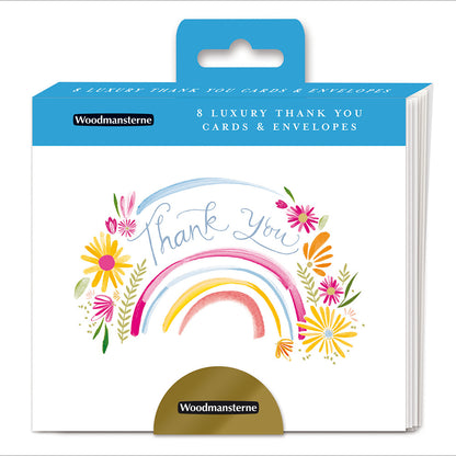 Pack Of 8 Thank You Cards Floral Rainbow