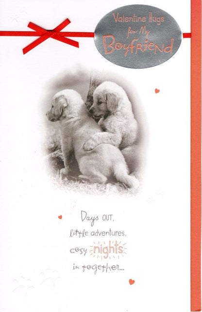 Golden Retriever Puppies Cute Boyfriend Valentine's Day Card