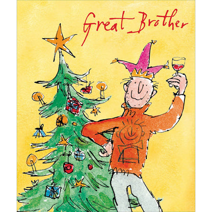 Quentin Blake Great Brother Xmas Tree Festive Christmas Card