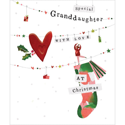 Special Granddaughter With Love Foiled Heart Christmas Card