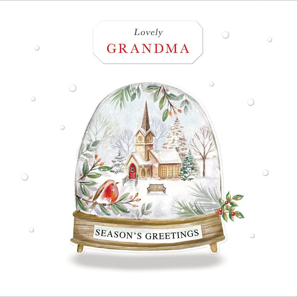 Lovely Grandma Snow Globe Season's Greetings Christmas Card